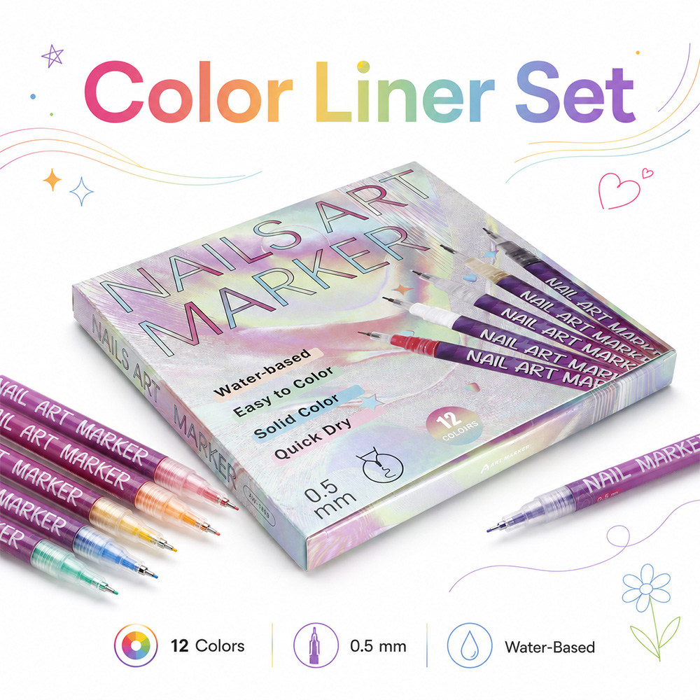 Illustration Marker Set - مجموعة أقلام تحديد دقيقة 12 قطعة،