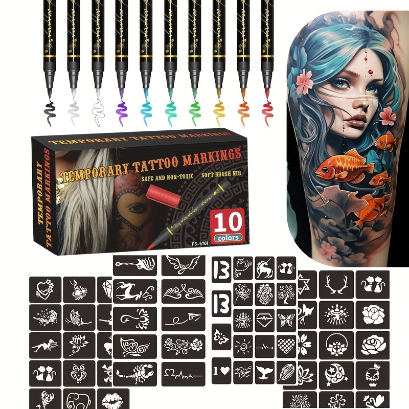 Illustration Marker Set - مجموعة أقلام الوشم المؤقتة بـ 10