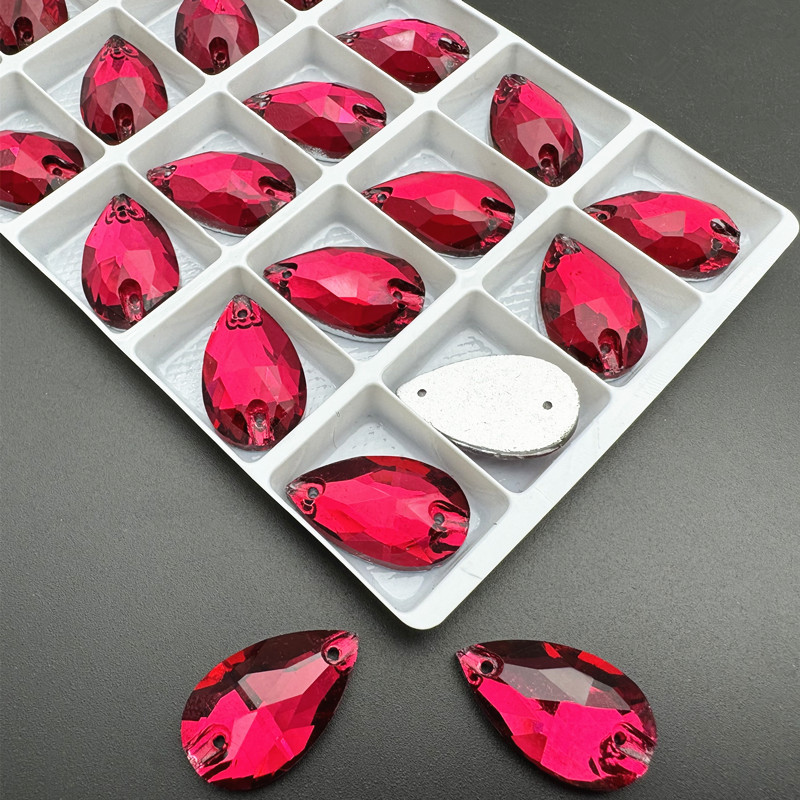 Art Craft Glasses - فوشيا اللون دمعة الزجاج خياطة على