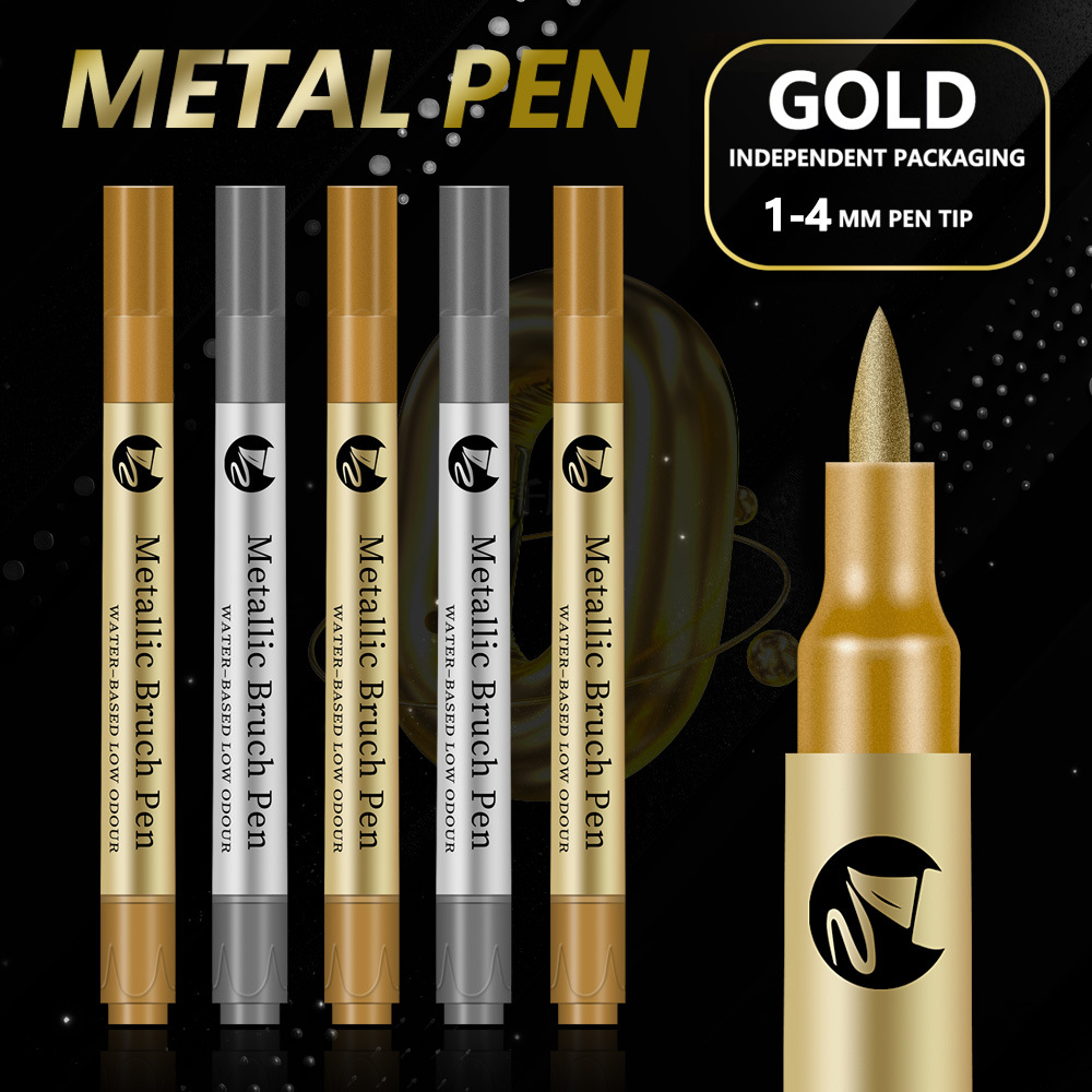 Illustration Marker Set - 2-6 قطع/مجموعة أقلام تحديد معدنية ذهبية/فضية