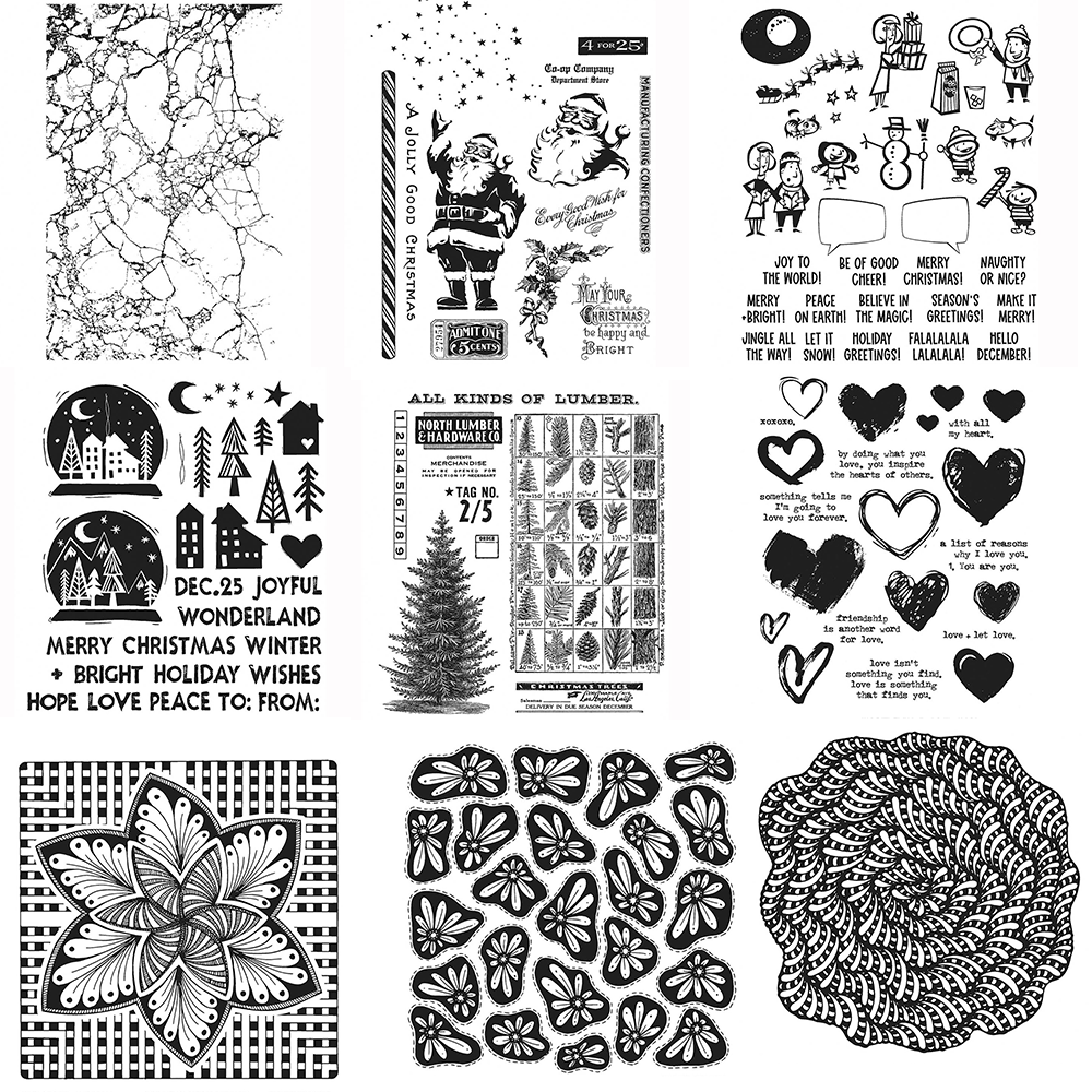 Art Craft Tree - شجرة عيد الميلاد زهرة واضح Stamps