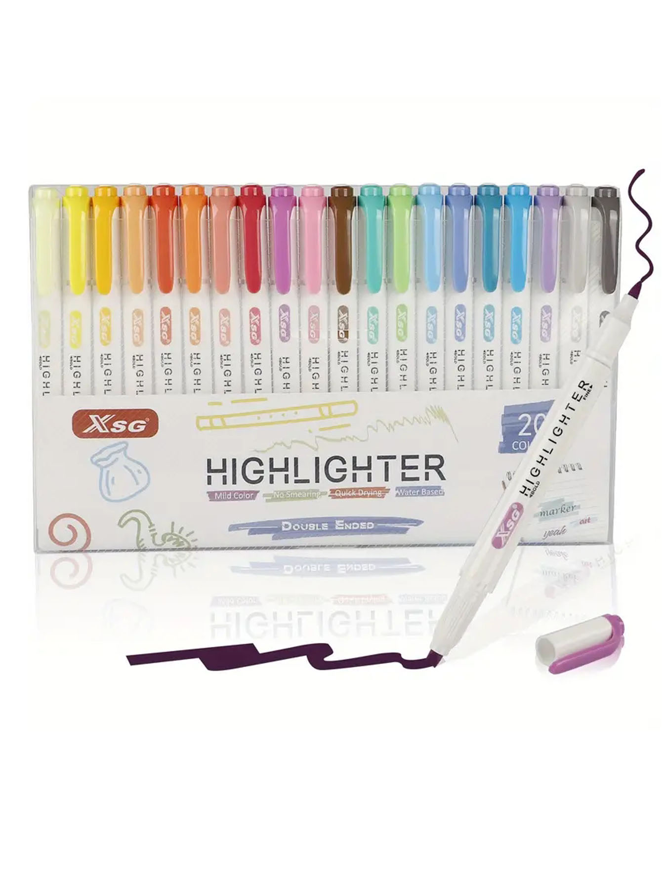 Illustration Marker Set - علامة الفلورسنت ، 20 لون ،