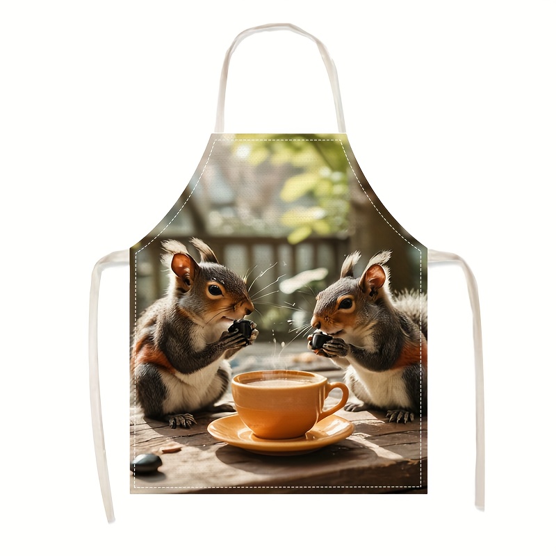 مريلة كتان بطبعة مشهد سنجاب وق - مراجعة Art Craft Gift Ideas وسعره