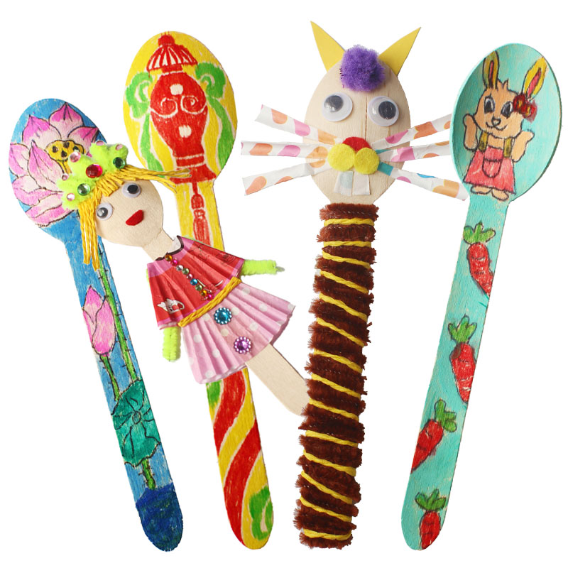 20 قطعة/الوحدة. ملعقة خشبية لل - مراجعة Art Craft For Kindergarten وسعره